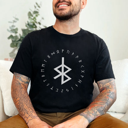 Norse Peace Bind Rune Circle T-Shirt | Viking Unisex Elder Futhark Tee