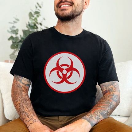 Red Biohazard Symbol T-Shirt | Bold Unisex Graphic Print Tee Shirt Design