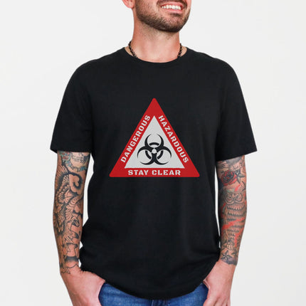 Biohazard Warning T-Shirt | Dangerous Hazardous Stay Clear Graphic Tee