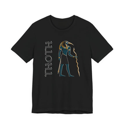 Thoth Egyptian god graphic tee featuring the deity on a black shirt.