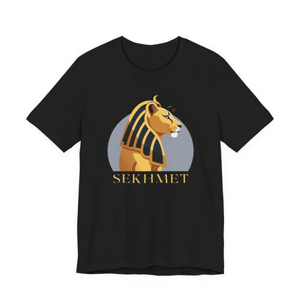 Graphic tee featuring Sekhmet, the powerful Egyptian lion goddess of Ancient Egypt.