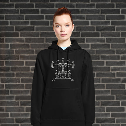 Baron Samedi Voodoo Mystic Cross Art hoodie pullover featuring occult themed designs.