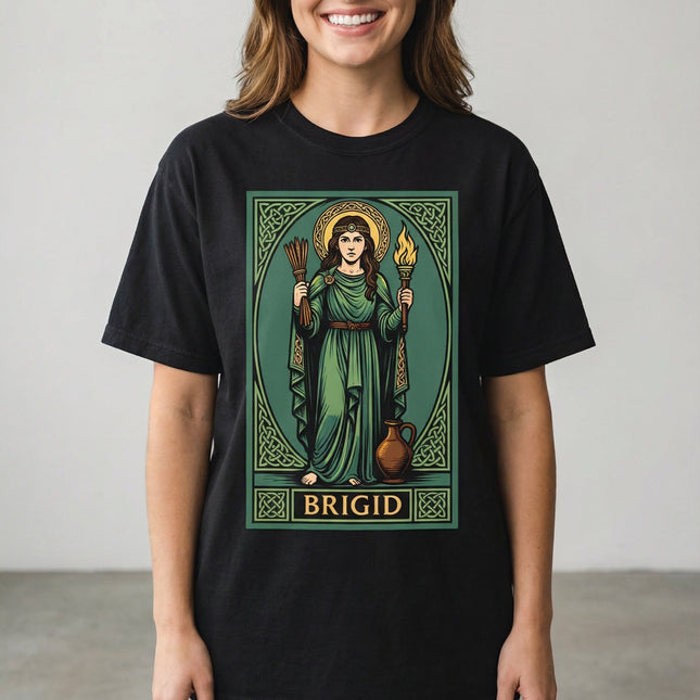 Brigid Celtic Goddess T-Shirt | Irish Mythology Fire & Knotwork Unisex Tee | V2