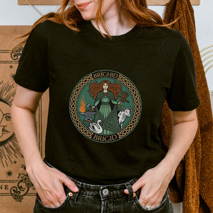 Brighid Celtic Goddess T-Shirt | Irish Mythology Fire Forge Swan Cow Tee