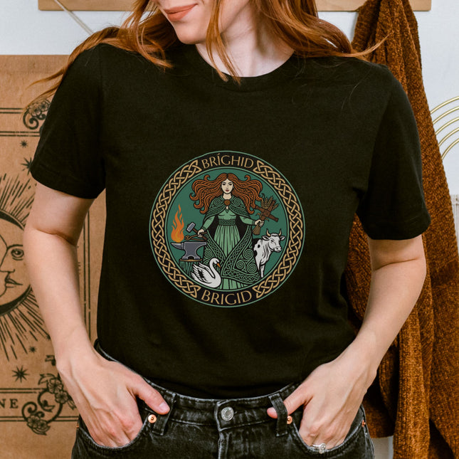 Brighid Celtic Goddess T-Shirt | Irish Mythology Fire Forge Swan Cow Tee