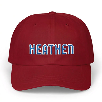 Heathen Baseball Cap | Embroidered Blue & White Text Hat