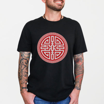 Chinese Cai Wealth Symbol Red and White T-Shirt | Unisex Graphic Tee Shirt