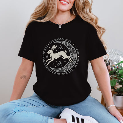 Celtic Hare Moon Mandala Design T-Shirt | Pagan Mythology Tee