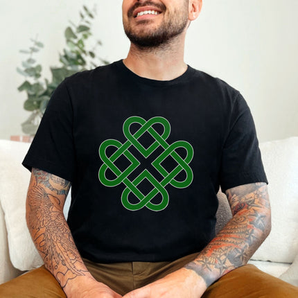Celtic Knot Heart Clover T-Shirt | Unisex Green Graphic Symbolic Tee Shirt