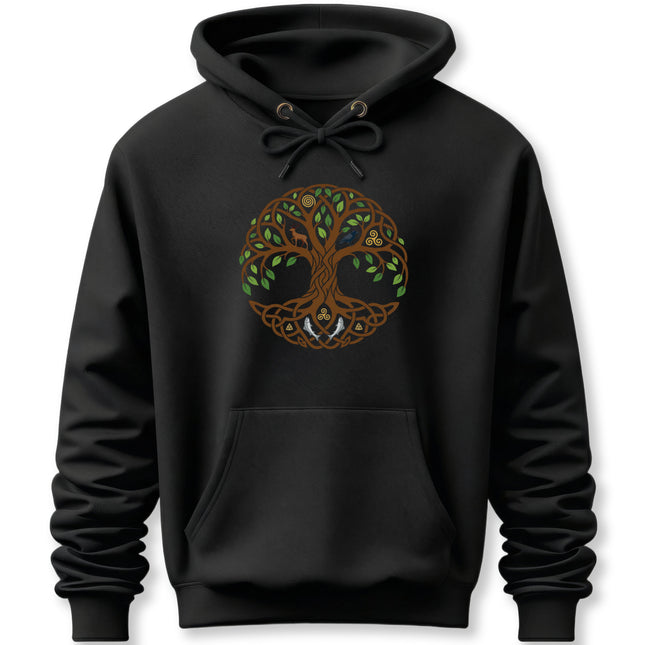Celtic Tree of Life Hoodie | World Tree Green & Grey Graphic Unisex Pullover V3