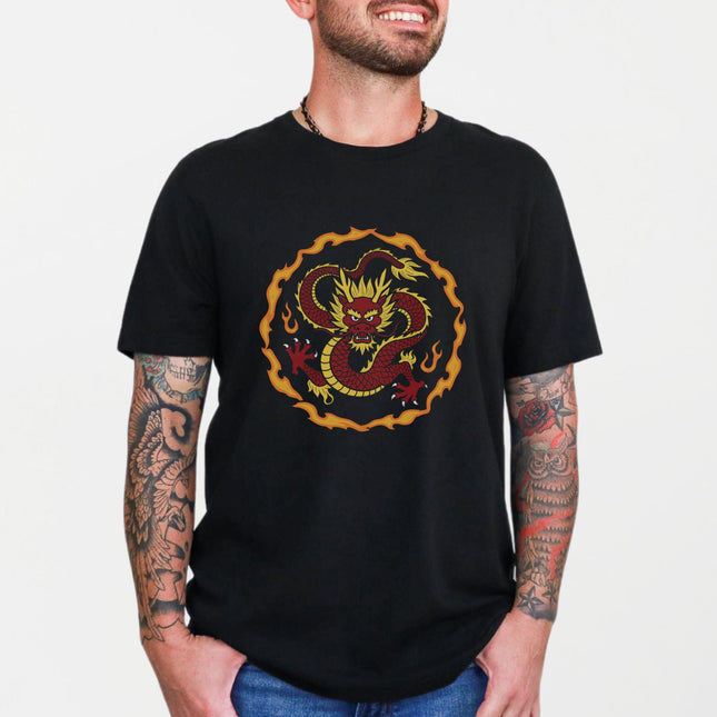 Chinese Red Dragon Fire T-Shirt | Everyday Streetwear Unisex Graphic Tee