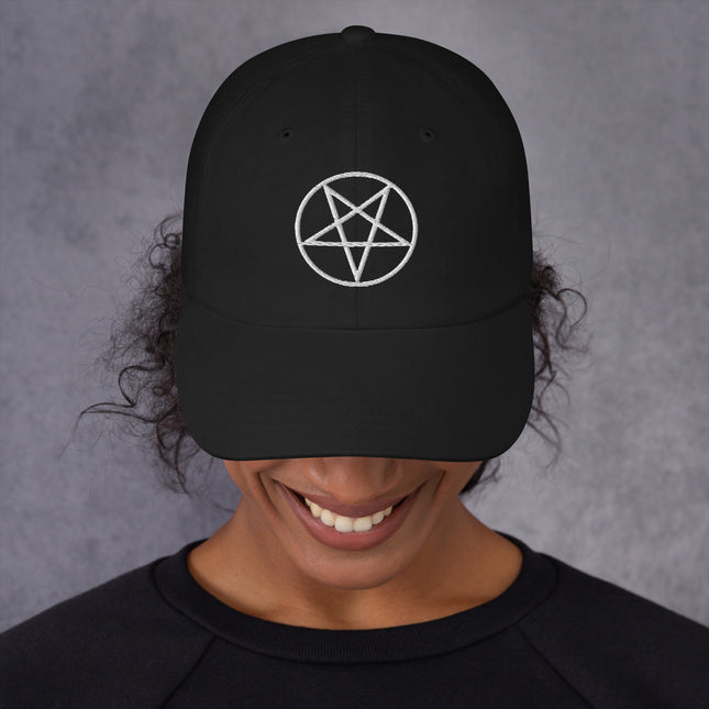 Pentagram Embroidered Hat | Unstructured Occult Symbol Baseball Cap