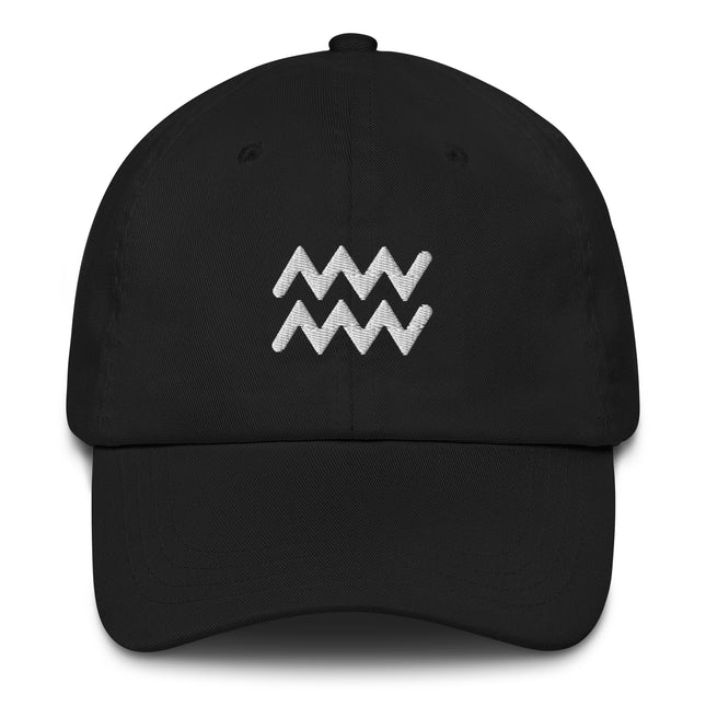 Aquarius Zodiac Symbol Graphic Embroidered Hat | Unstructured Baseball Cap