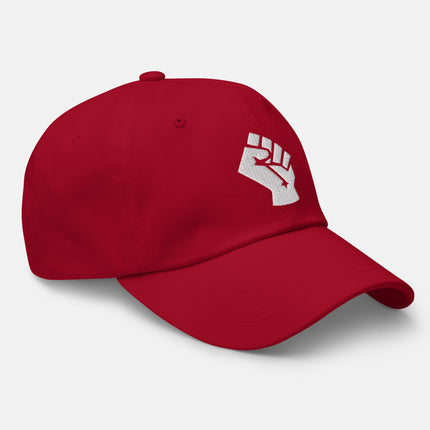Socialist Fist Dad Hat | Worker Solidarity Symbol Embroidered Cap