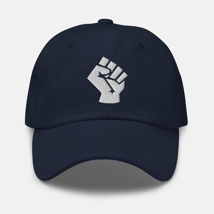 Socialist Fist Dad Hat | Worker Solidarity Symbol Embroidered Cap