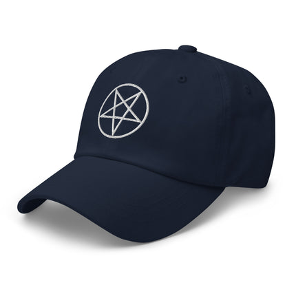 Embroidered pentagram occult symbol baseball cap.