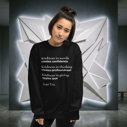 Lao Tzu kindness quote sweatshirt with inspiring wisdom print.