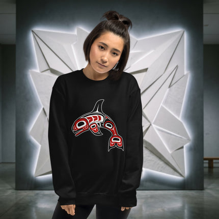 Pacific Northwest orca whale formline art pullover design.