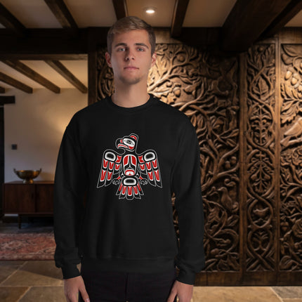 Unisex sweatshirt featuring Pacific Northwest raven formline art indigenous pullover design.
