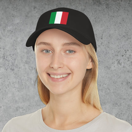 Italian Flag baseball cap dad hat featuring the green white red national colors of Italy.