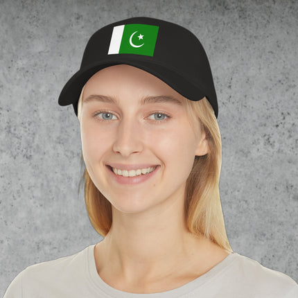 Pakistan flag printed baseball cap featuring national symbol design.