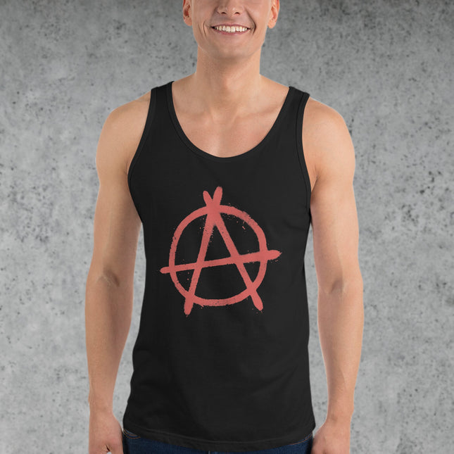 Red Anarchy Symbol Tank Top | Punk Rock A in Circle Anti-Establishment Shirt