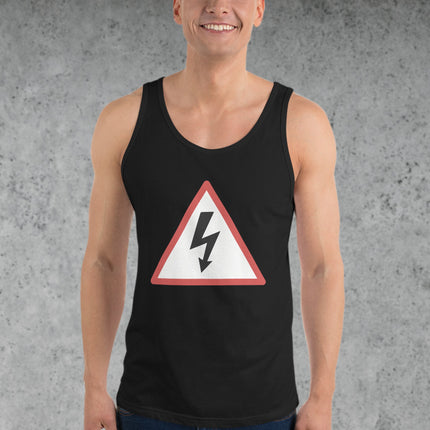 High Voltage Lightning Bolt Warning Sign Tank Top | Electrician Shirt Voltage