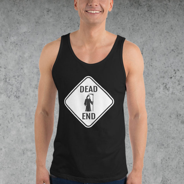 Dead End Grim Reaper Tank Top | Death Warning Road Sign Graphic Tee Reaper