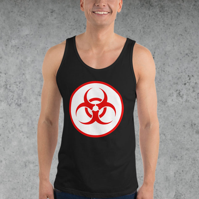 Biohazard Red Warning Symbol Tank Top | Danger Science Unisex Tee Red