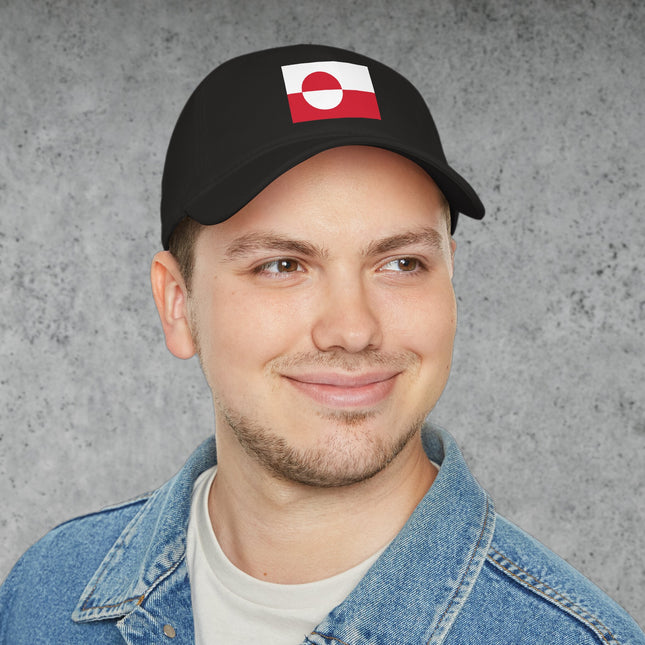 Baseball cap featuring the Greenland Erfalasorput national flag design print.
