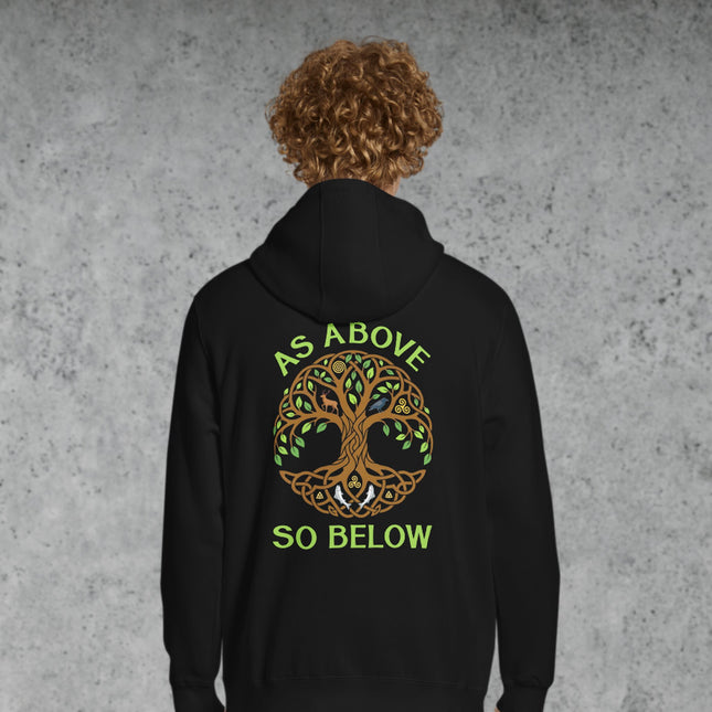 As Above So Below Tree of Life Hoodie | Yggdrasil Celtic Pagan Back Print Hoodie