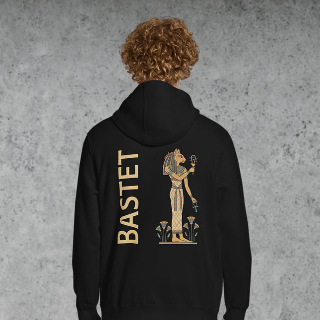 Bastet Egyptian Cat Goddess Back Print Hoodie | Ancient Mythology Pullover