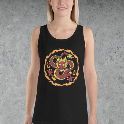 Fire Dragon Tank Top | Mythical Beast Fiery Flame Graphic Shirt Dragon