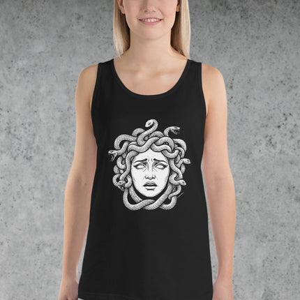 Medusa Head Tank Top | Greek Mythology Snake Hair Graphic Tee Head