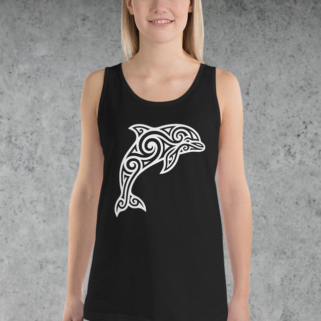 Tribal Dolphin Tank Top | Celtic Style Ocean Marine Life Tee Dolphin