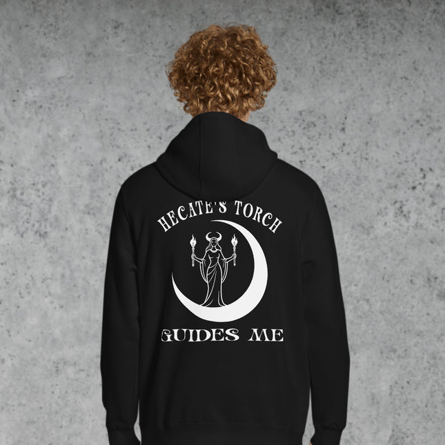 Hecate's Torch Guides Me Back Print Hoodie | Witchy Goddess Moon Pullover Hoodie