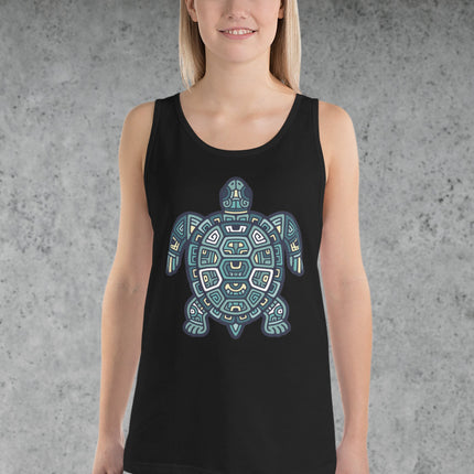 Mayan Tribal Sea Turtle Tank Top | Geometric Art Graphic Tee Turtle