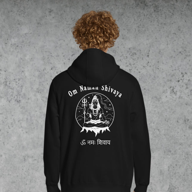 Om Namah Shivaya Lord Shiva Back Print Hoodie | Hindu Mantra Pullover Fleece