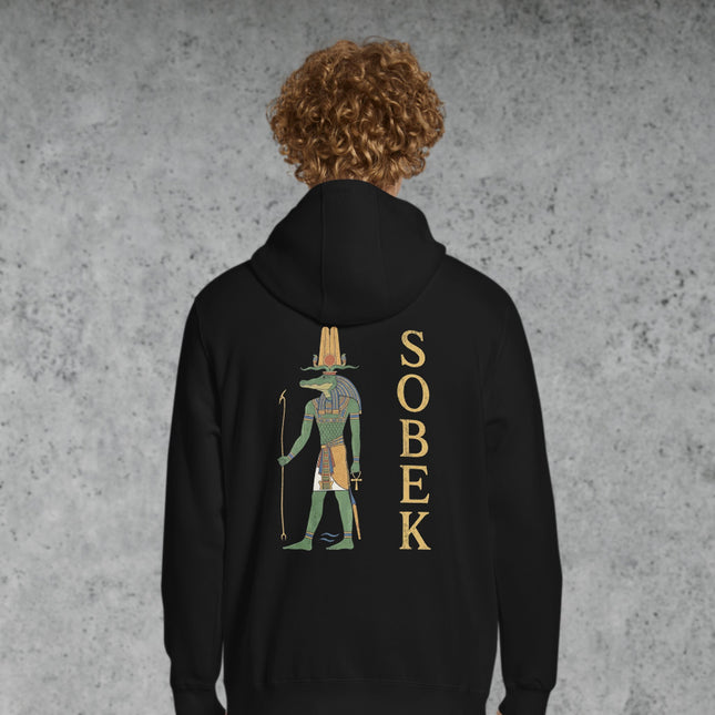 Crocodile God Sobek Ancient Egypt Back Print Hoodie | Mythology Pullover Hoodie