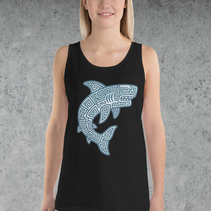 Mayan Tribal Shark Tank Top | Geometric Pattern Graphic Shirt Shark