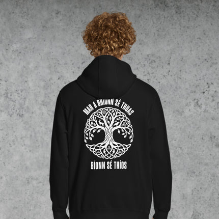 As Above So Below Tree of Life hoodie featuring intricate Celtic Gaelic knotwork back print.