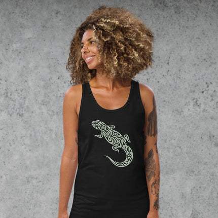 Tribal Lizard Swirl Tank Top | Tattoo Style Reptile Art Graphic Print Shirt