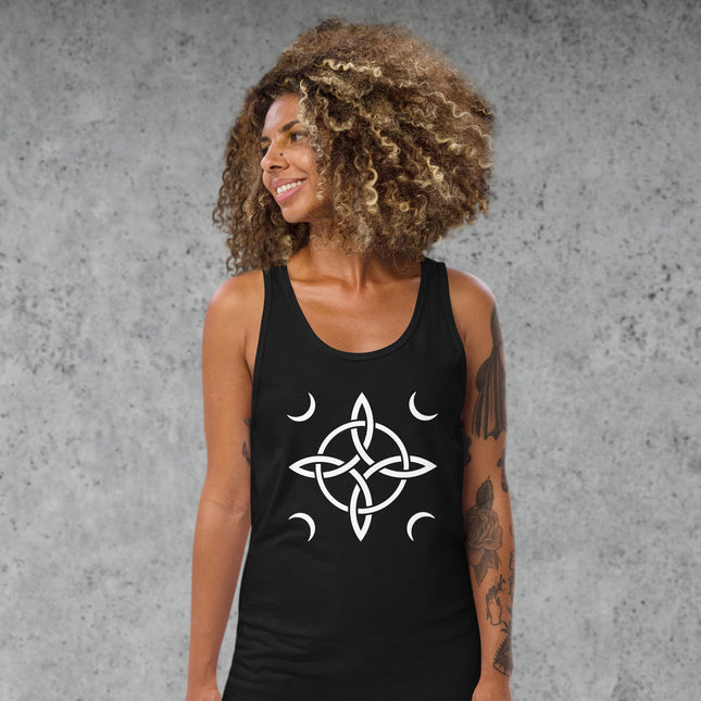 Witch's Knot Moon Tank Top | Witchy Celtic Protection Symbol Graphic Shirt Knot
