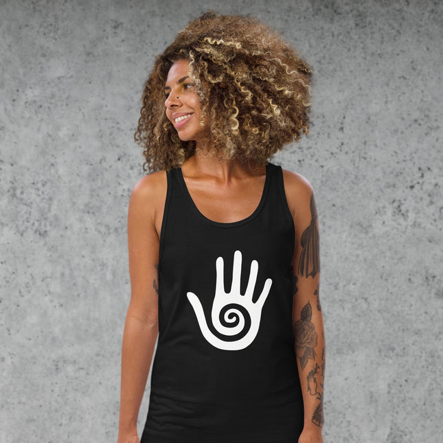 Hopi Healing Hand Symbol Tank Top | Native American Spiral Graphic Hand