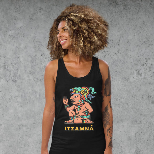 Itzamná Mayan God Tank Top | Colorful Ancient Mythology Graphic Unisex Design
