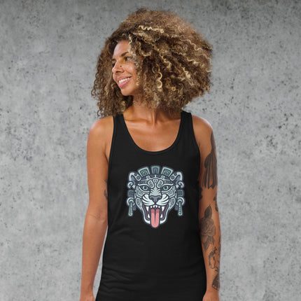Mayan Jaguar Symbol Tank Top | Ancient Mesoamerican Art Graphic Shirt Jaguar