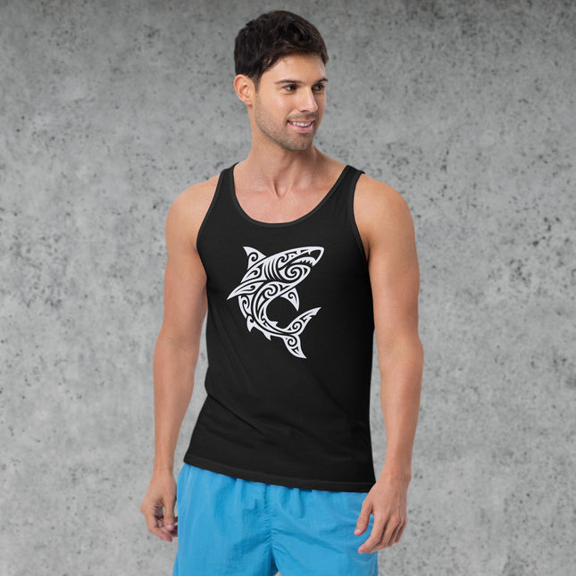 Tribal Shark Tank Top | Maori Koru Style Polynesian Graphic Shark