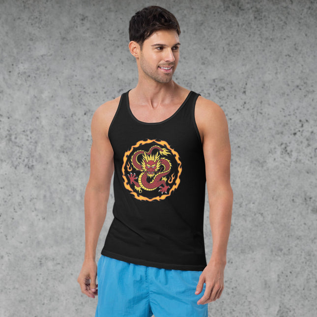 Fire Dragon Tank Top | Mythical Beast Fiery Flame Graphic Shirt Dragon