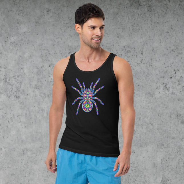 Huichol Tarantula Tank Top | Colorful Mexican Folk Art Spider Unisex Shirt