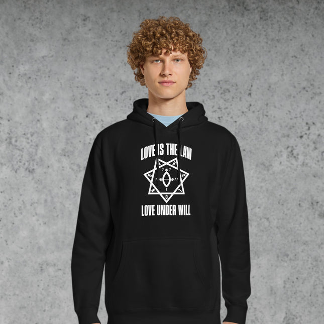 Love Is The Law Love Under Will Thelema Hoodie | Star Of Babalon Occult Pullover